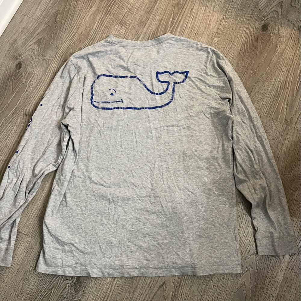 Vineyard Vines Gray Long Sleeve Tee with Blue Whale